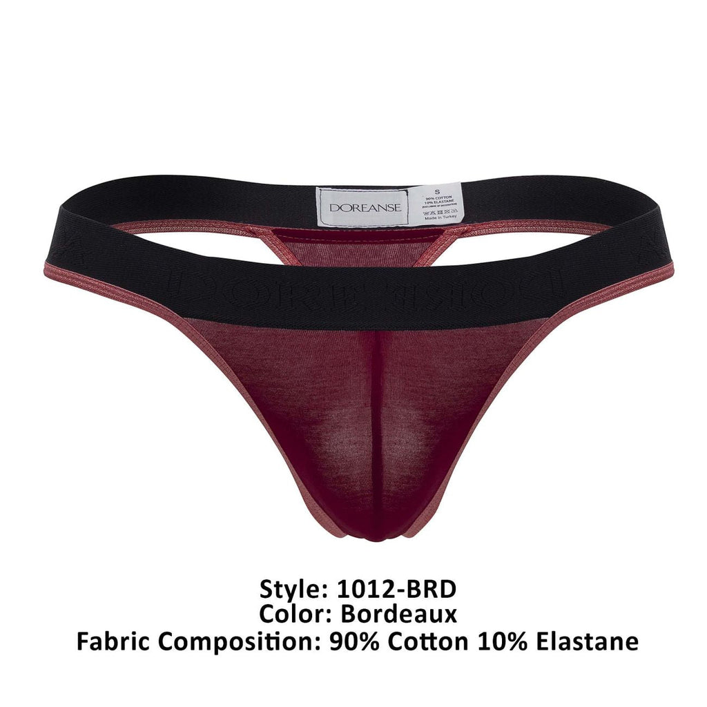 Doreanse Men's Underwear 1012-BRD Borderline Thongs Color Bordeaux