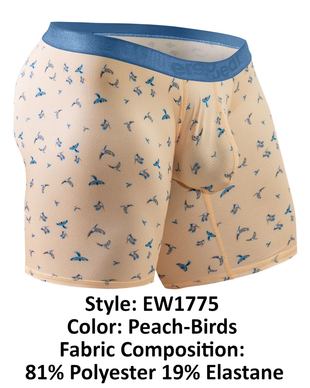 ErgoWear EW1775 SLK SE Boxer Briefs Color Peach-Birds