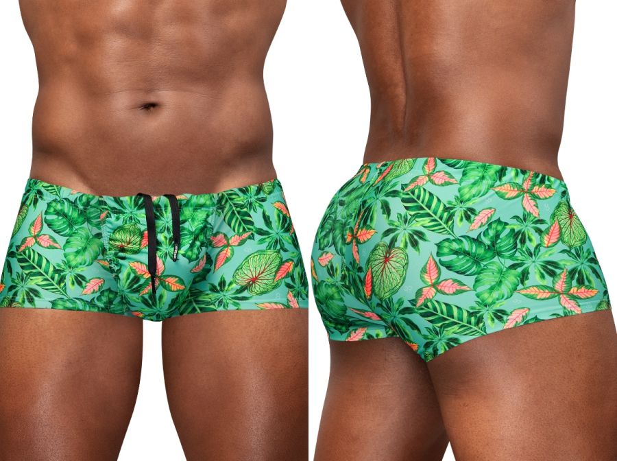 ErgoWear EW1829 FEEL SW Swim Trunks Color Aqua-Leaves