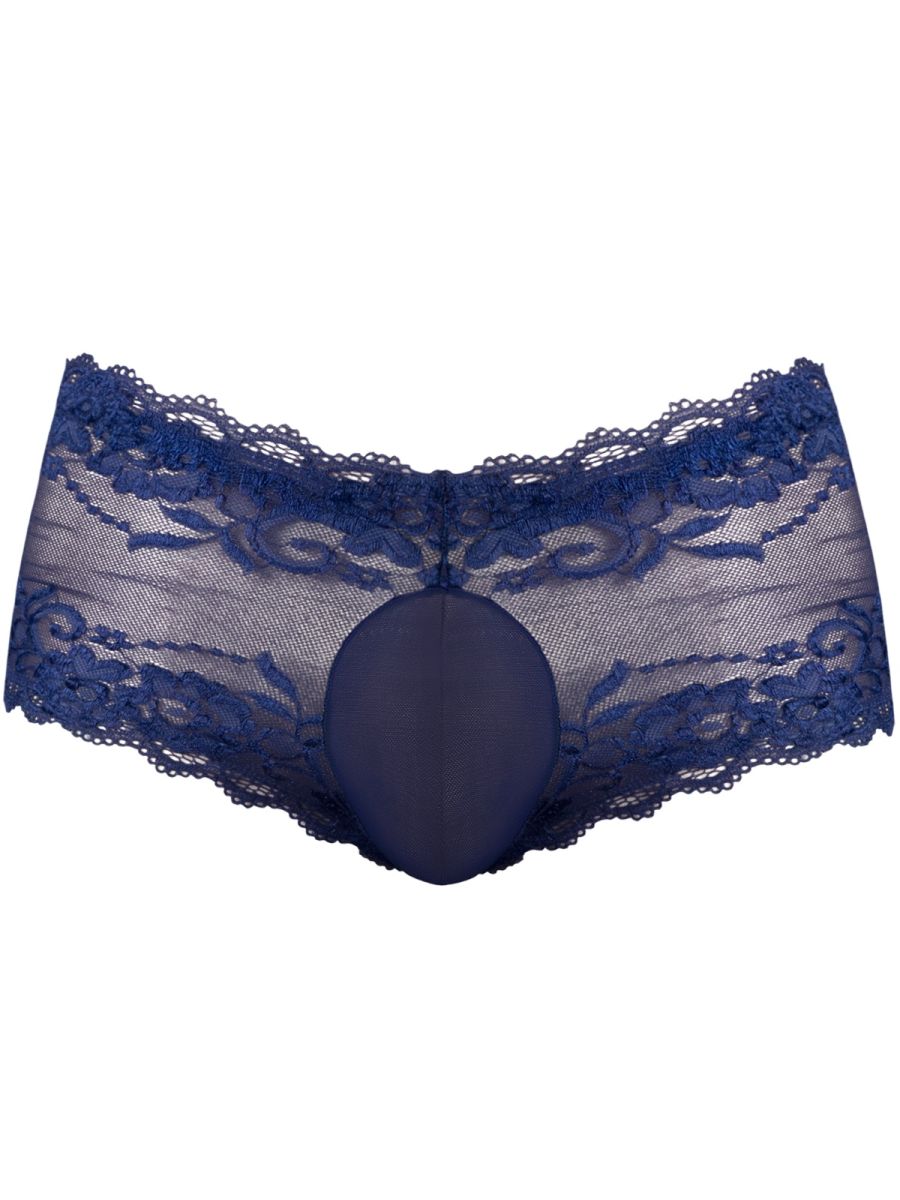 Male Power 127-280 Sassy Lace Mini Short Sheer Pouch Color Navy