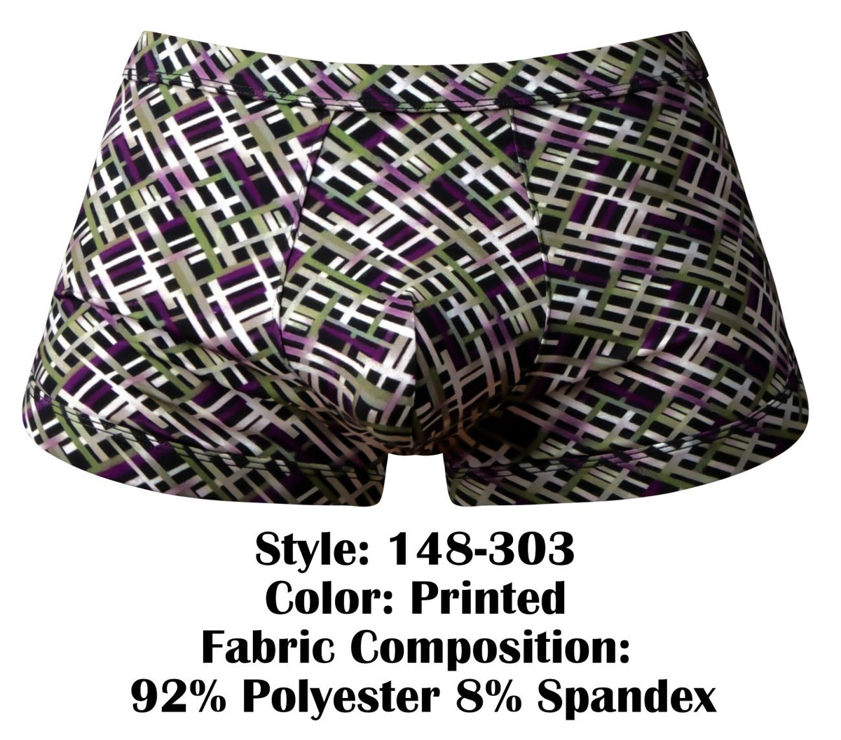 Male Power Men's Underwear 148-303 Gridlocked Strappy Back Short Color Printed