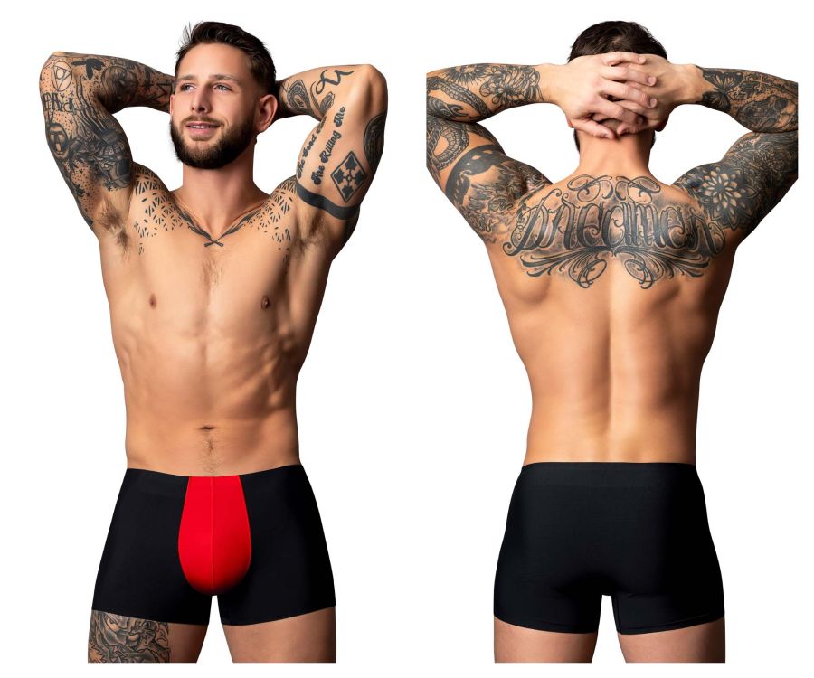 Male Power 154-300 Hot Mesh Pouch Short Color Black-Red