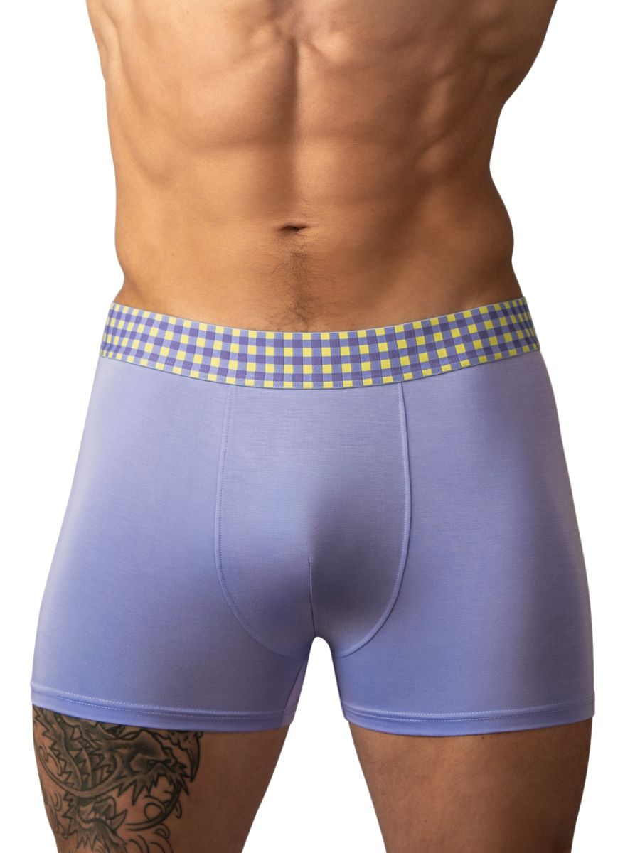 Male Power 161-306 So Comfy Gingham Boxer Brief in Purple Color Purple