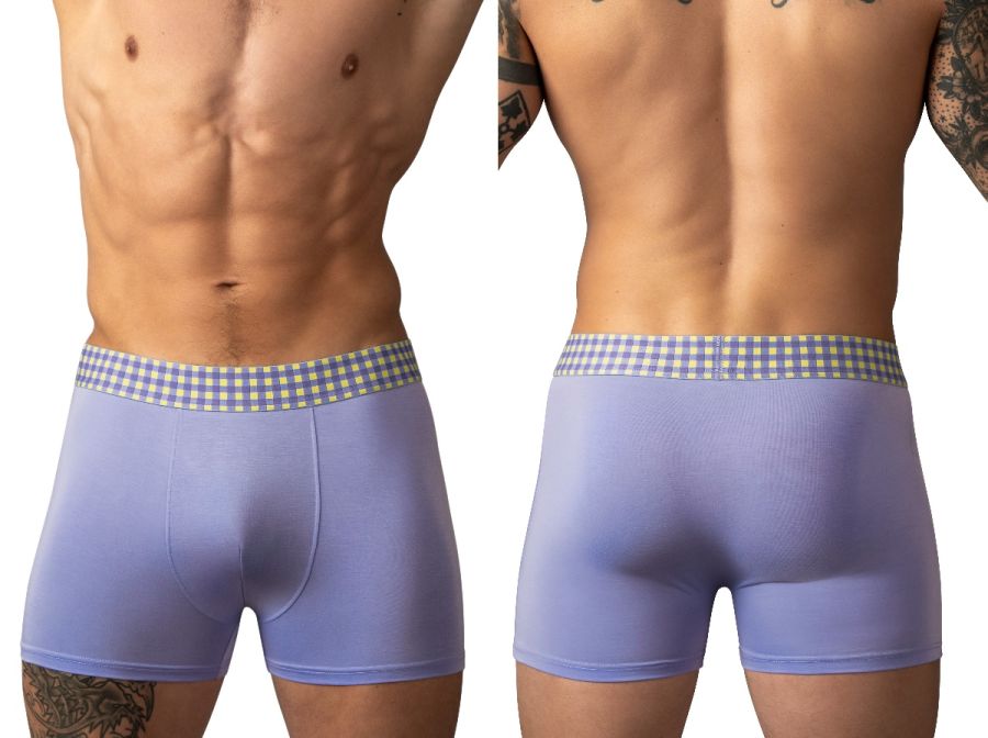 Male Power 161-306 So Comfy Gingham Boxer Brief in Purple Color Purple