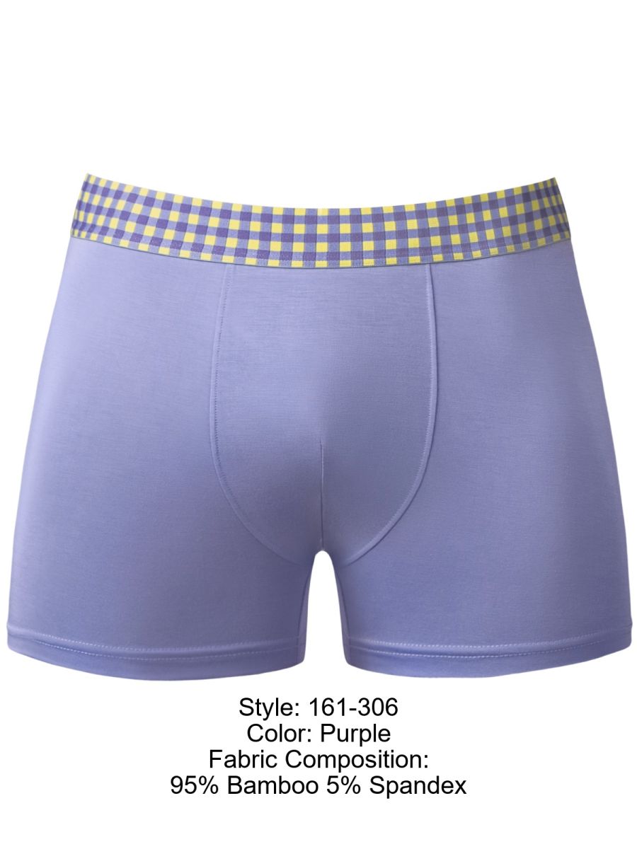Male Power 161-306 So Comfy Gingham Boxer Brief in Purple Color Purple