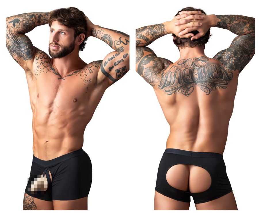 Male Power 162-304 Open Ended Moonshine Short Open Front Elastic Cock Ring Color Black