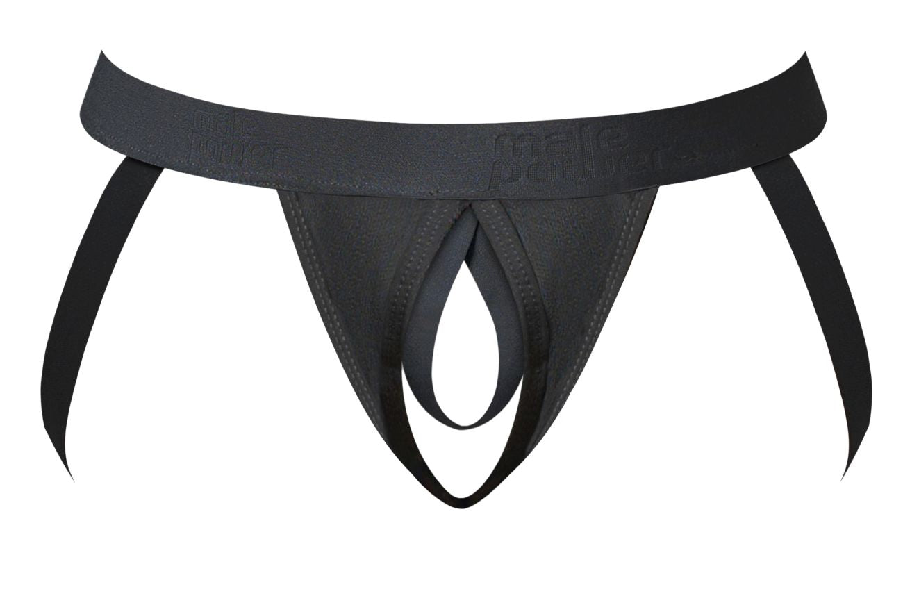 Male Power 348-304 Open Ended Jock Open Front Elastic Cock Ring Color Black
