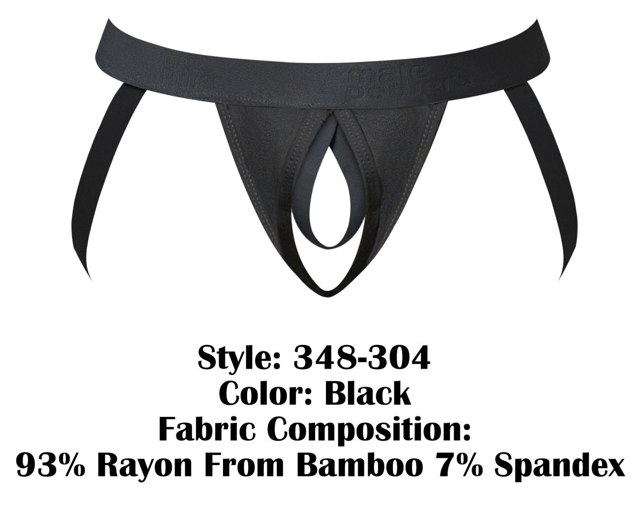 Male Power 348-304 Open Ended Jock Open Front Elastic Cock Ring Color Black