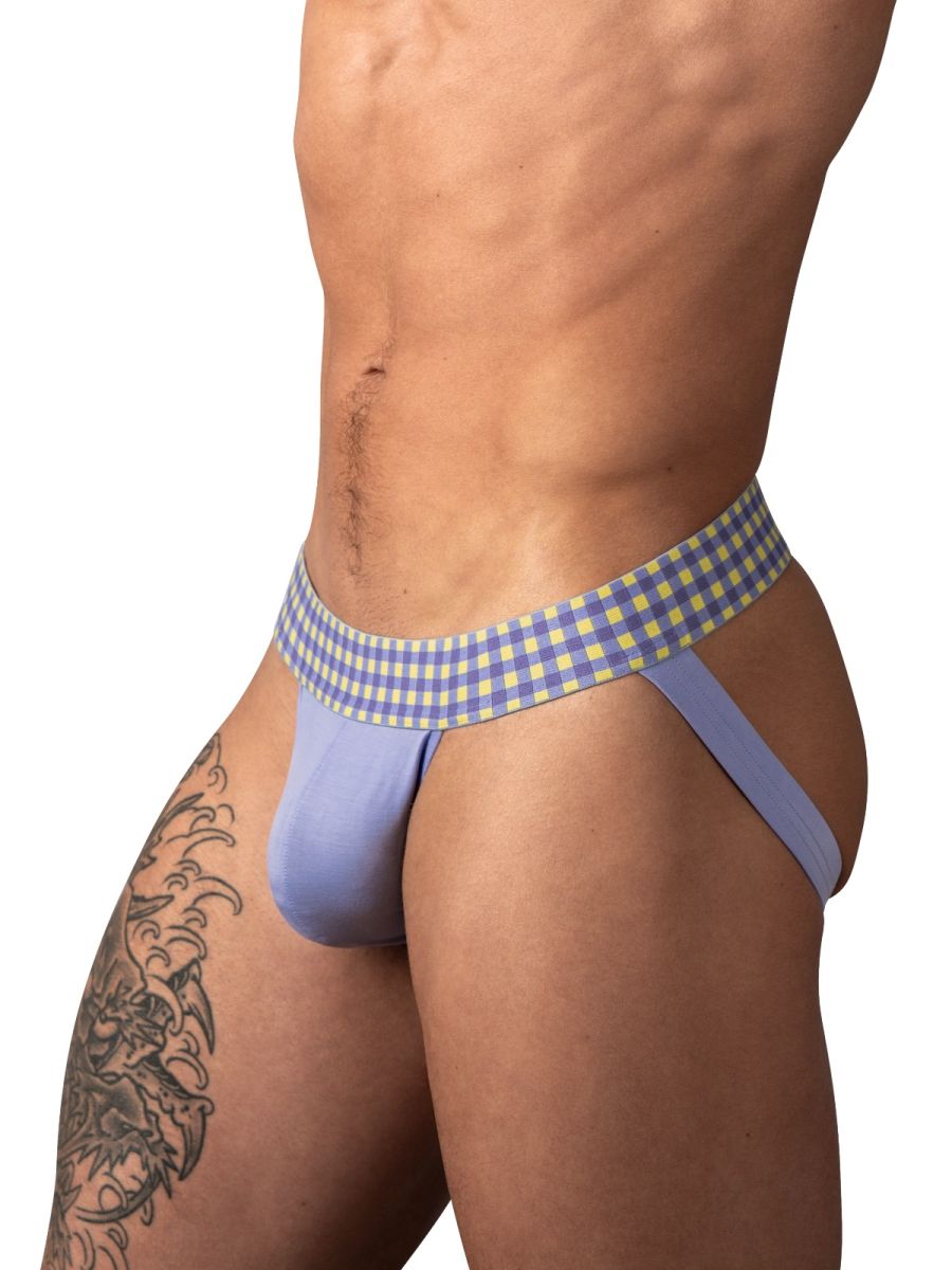 Male Power 350-306 So Comfy Gingham Jockstrap in Purple Color Purple