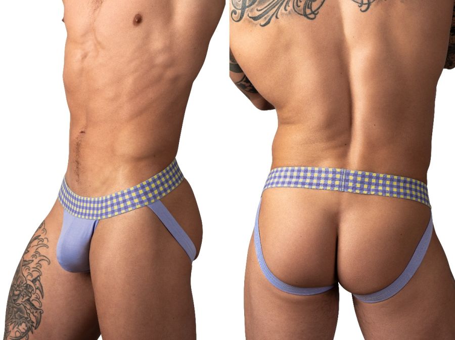 Male Power 350-306 So Comfy Gingham Jockstrap in Purple Color Purple