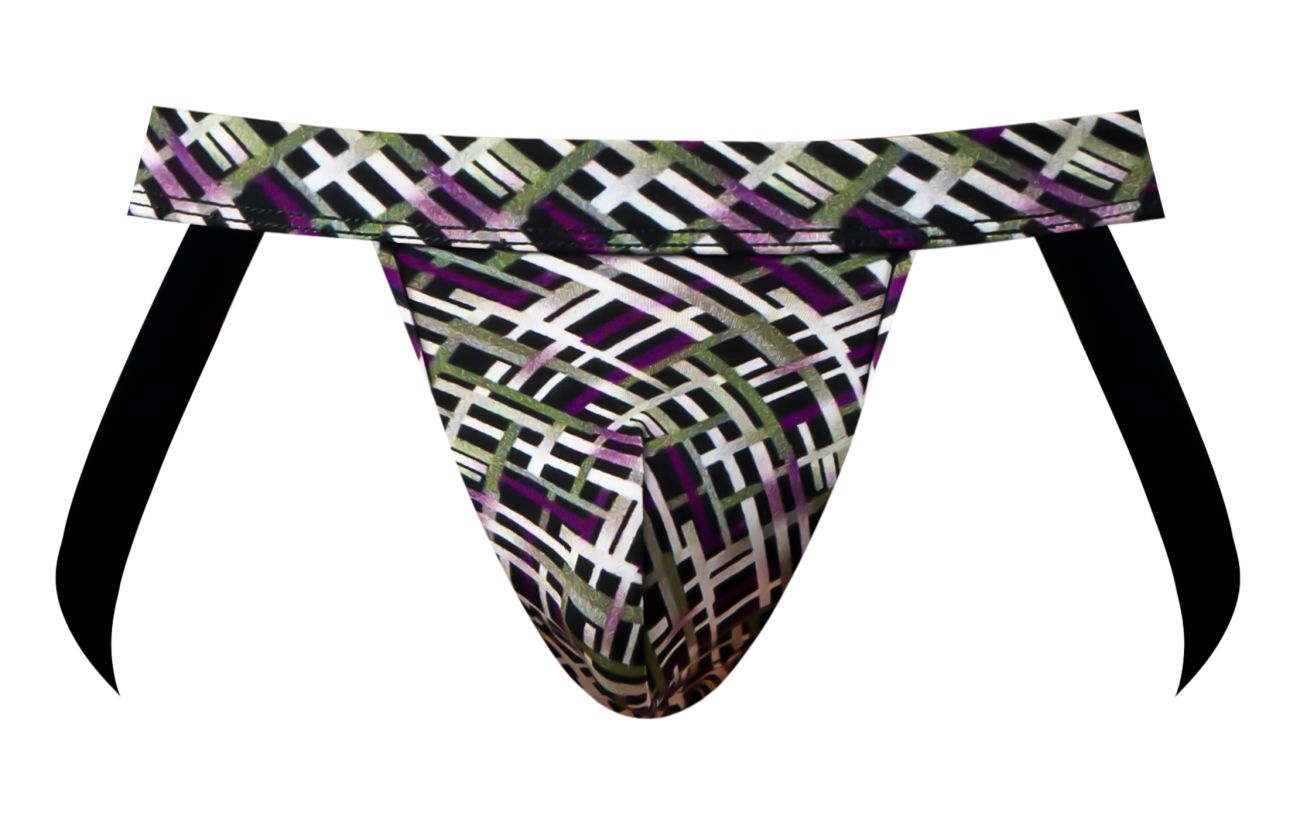 Male Power 351-303 Gridlocked Strappy Ring Jock Color Printed
