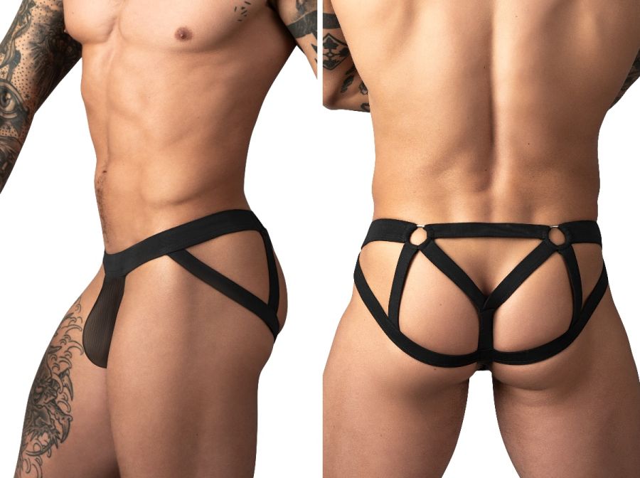 Male Power 352-307 Mesh 2 Strappy Ring Jockstrap Color Black