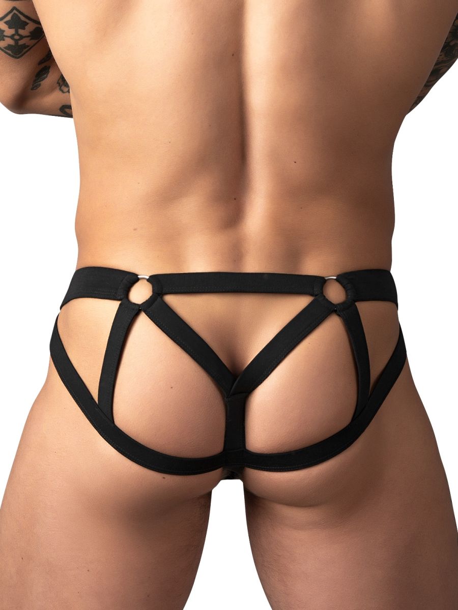 Male Power 352-307 Mesh 2 Strappy Ring Jockstrap Color Black
