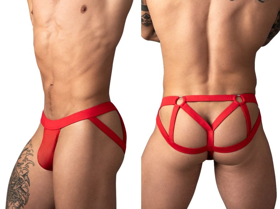 Male Power 352-307 Mesh 2 Strappy Ring Jockstrap Color Red