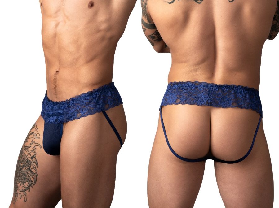 Male Power 360-280 Sassy Lace Skirt Jock Color Navy