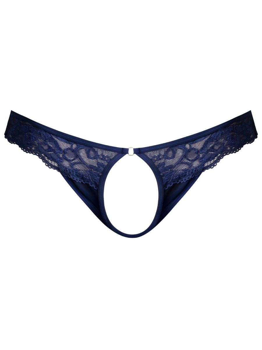 Male Power 409-280 Sassy Lace Open Ring Thong Color Navy