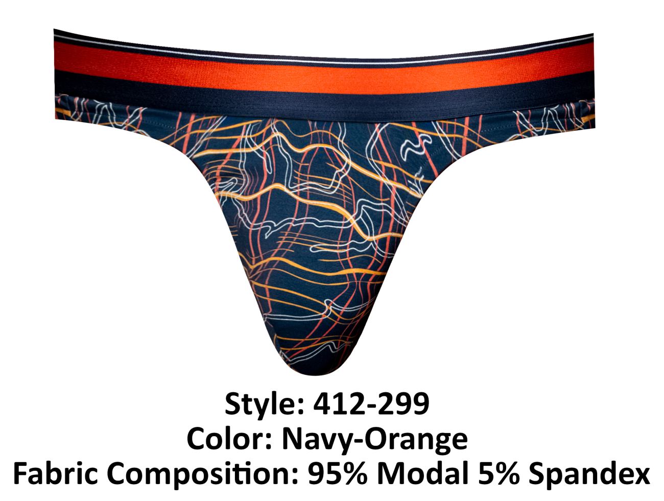 Male Power 412-299 Soo Cumfy Thong Color Navy-Orange