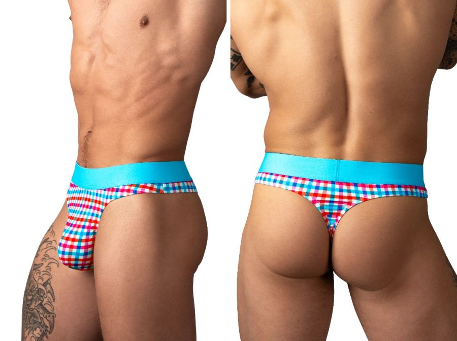 Male Power 412-306 So Comfy Gingham Thong in Gingham Print Color Gingham Print