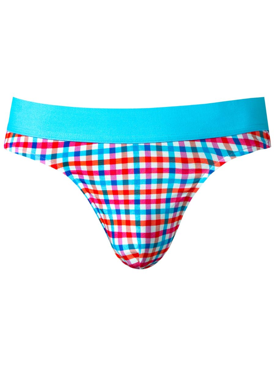 Male Power 412-306 So Comfy Gingham Thong in Gingham Print Color Gingham Print