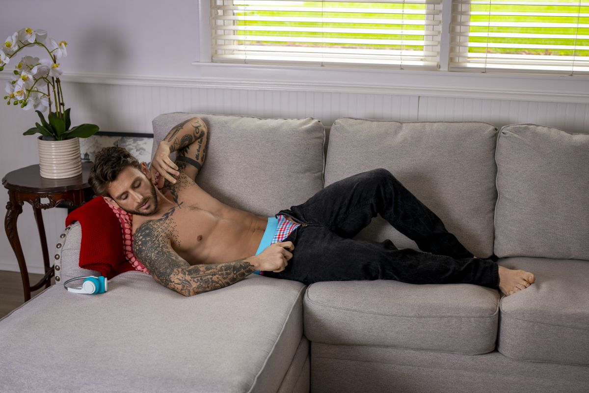 Male Power 412-306 So Comfy Gingham Thong in Gingham Print Color Gingham Print