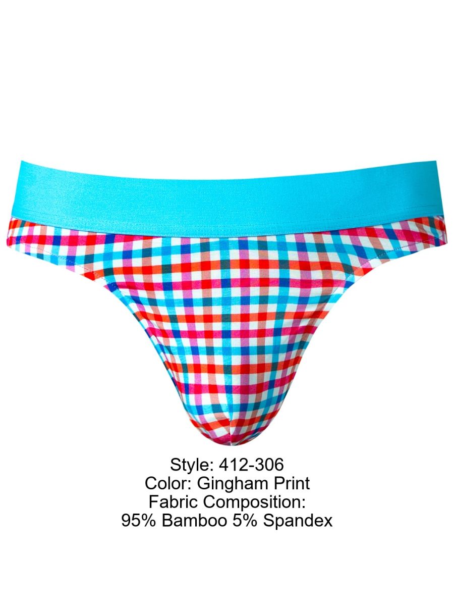 Male Power 412-306 So Comfy Gingham Thong in Gingham Print Color Gingham Print