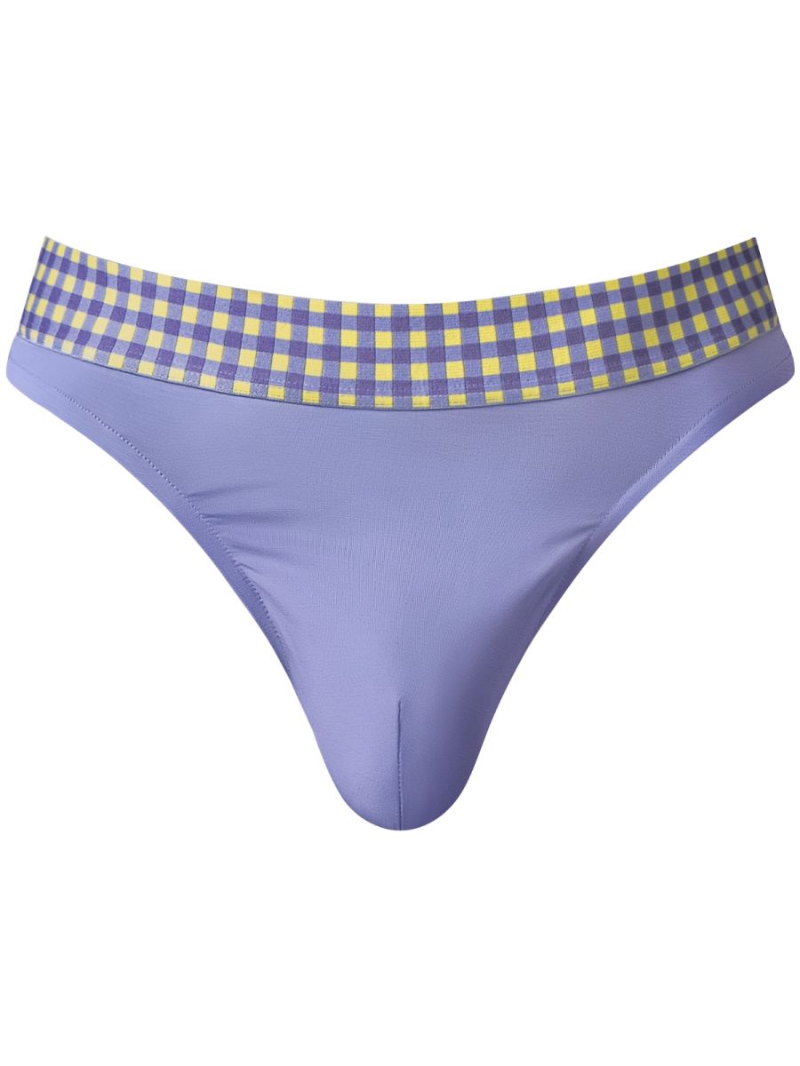Male Power 413-306 So Comfy Gingham Thong in Purple Color Purple