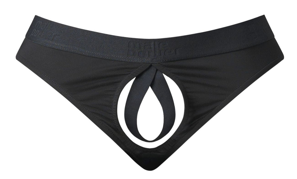 Male Power 417-304 Open Ended Thong Open Front Elastic Cock Ring Color Black