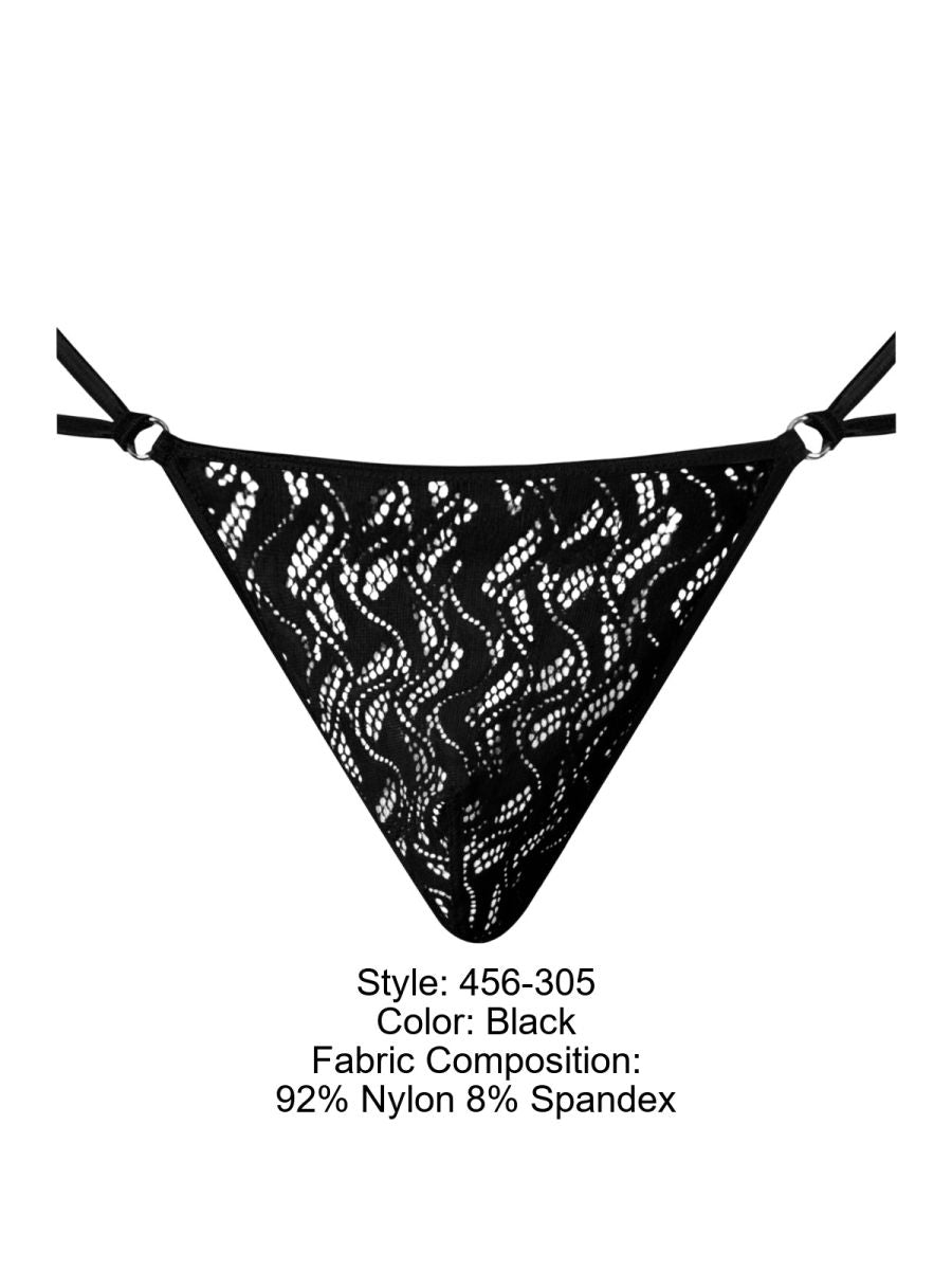 Male Power 456-305 Ripple Micro V-String Thong Color Black