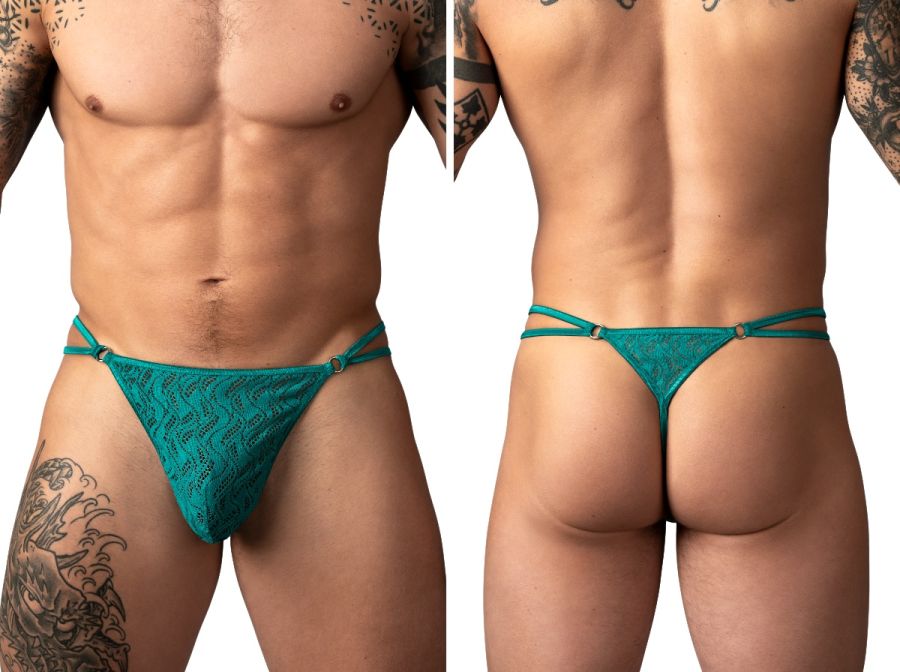 Male Power 456-305 Ripple Micro V-String Thong Color Teal