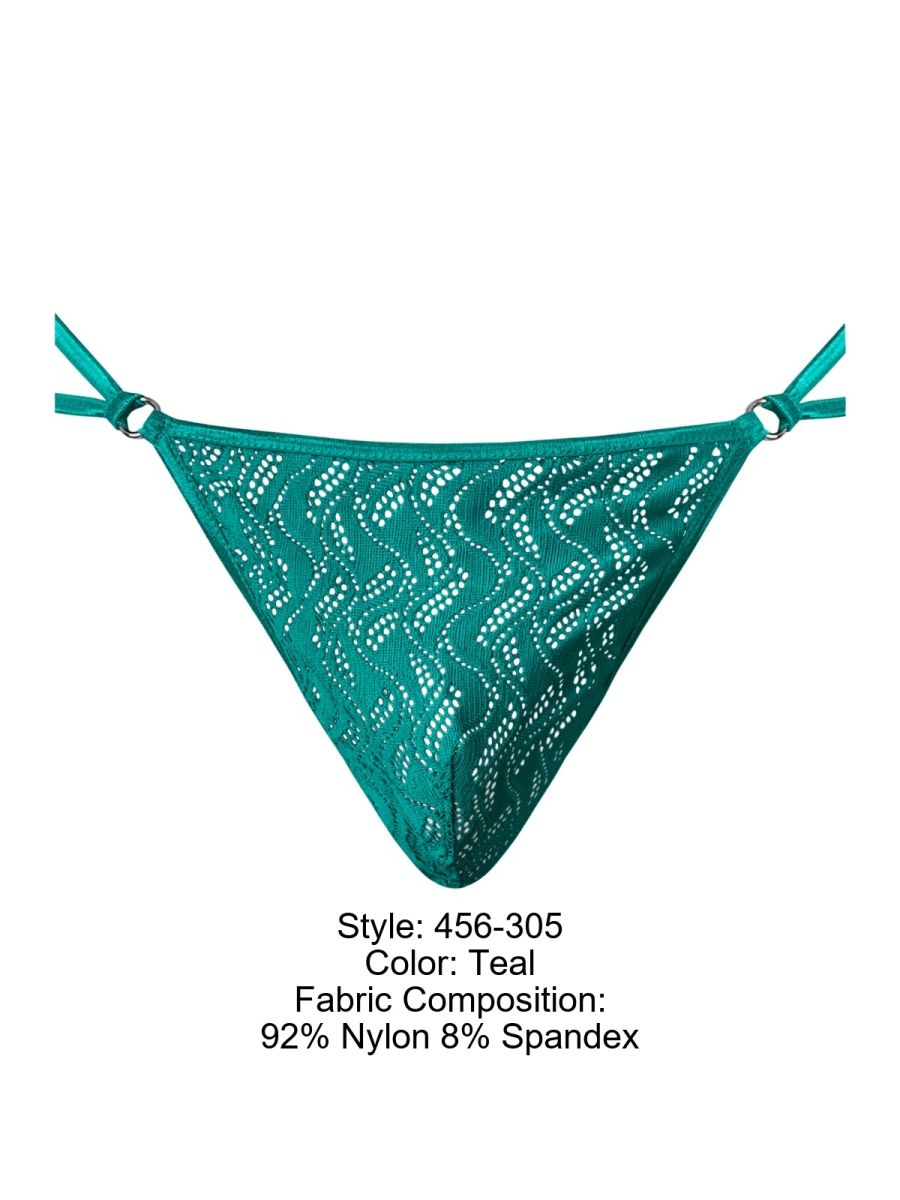 Male Power 456-305 Ripple Micro V-String Thong Color Teal