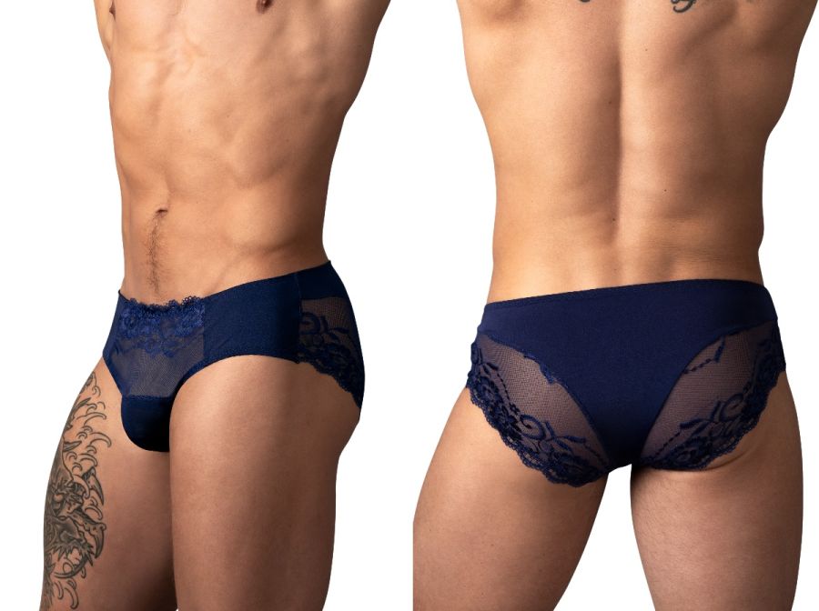 Male Power 492-280 Sassy Lace Bikini Sold Pouch Color Navy