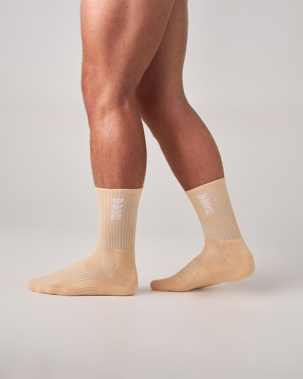 TEAMM8 Crew Socks - Tan|White