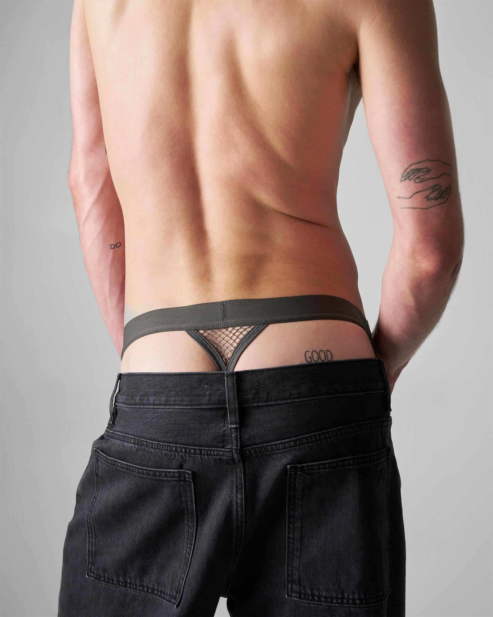 Edge Net Jock/Thong - Gunmetal
