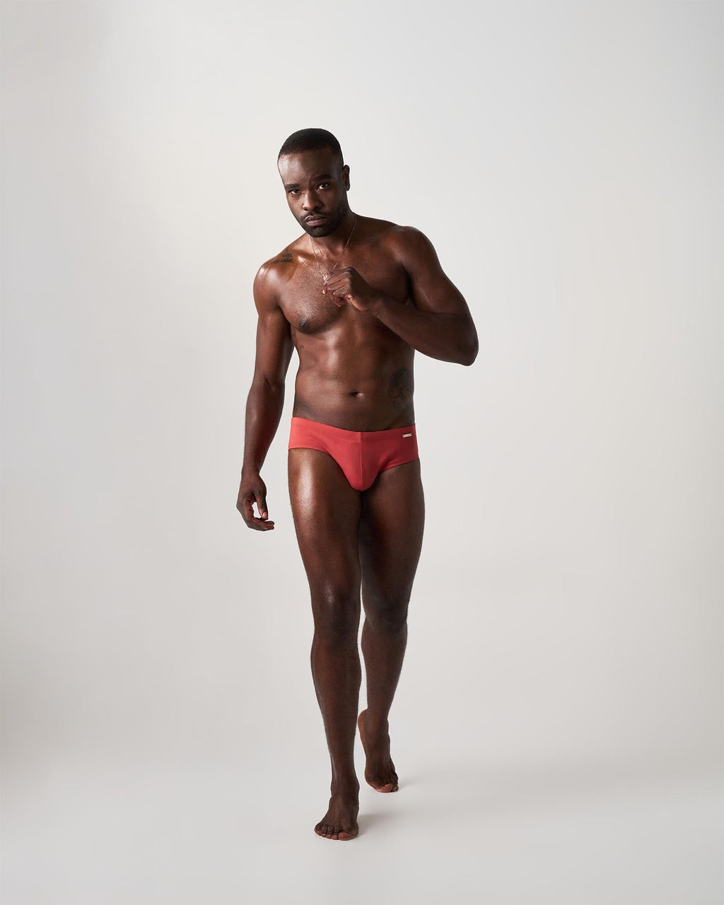 Statement Wide Swim Brief - Terracotta
