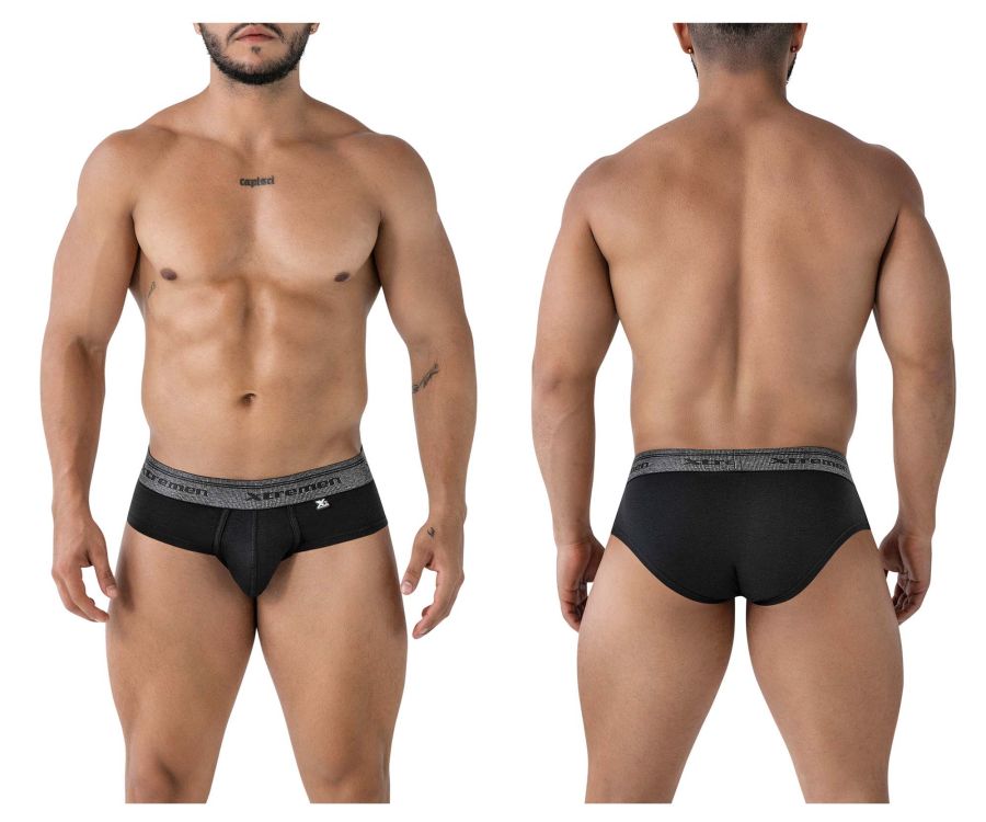 Xtremen Men's Underwear 41315 Cotton Blend Briefs Color Black