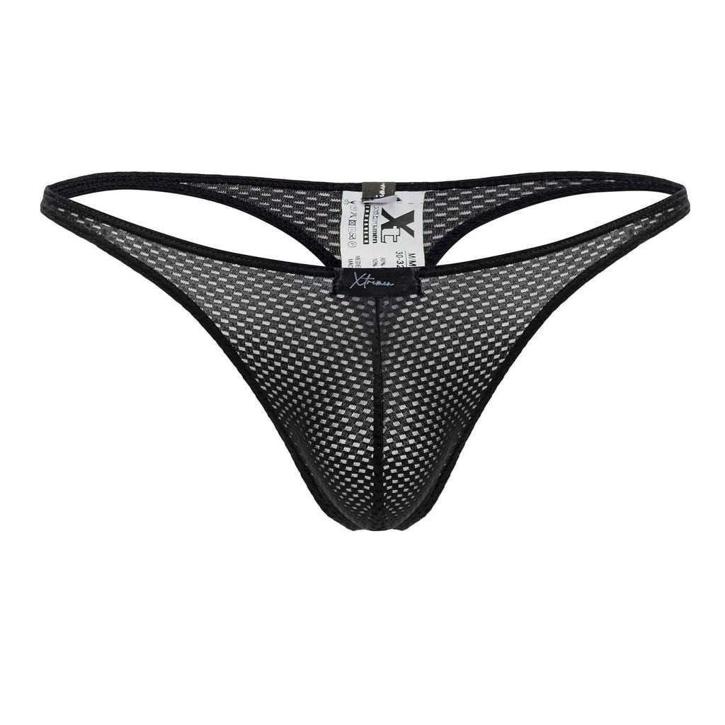 Xtremen Men's Underwear 91185 Mesh Thongs Color Black