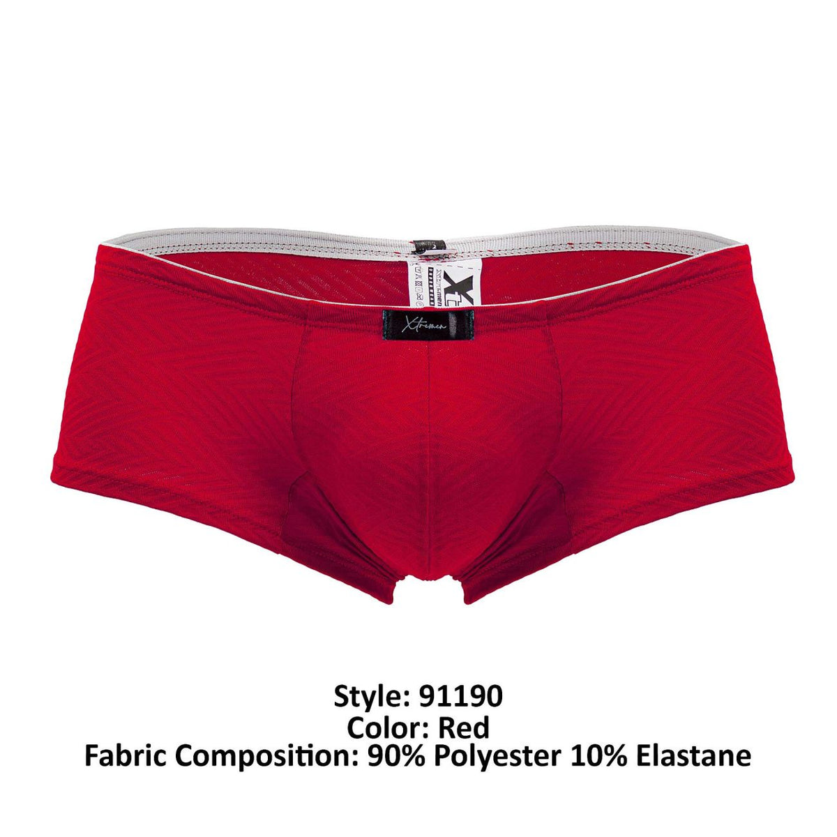 Xtremen Men's Underwear 91190 Jacquard Trunks Color Red