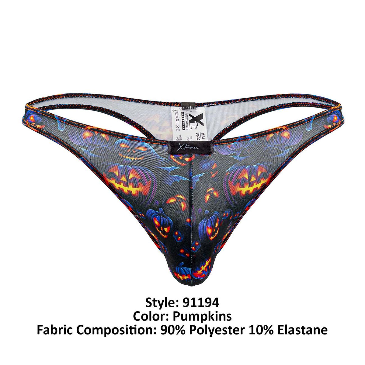 Xtremen Men's Underwear 91194 Printed Thongs Color Pumpkins