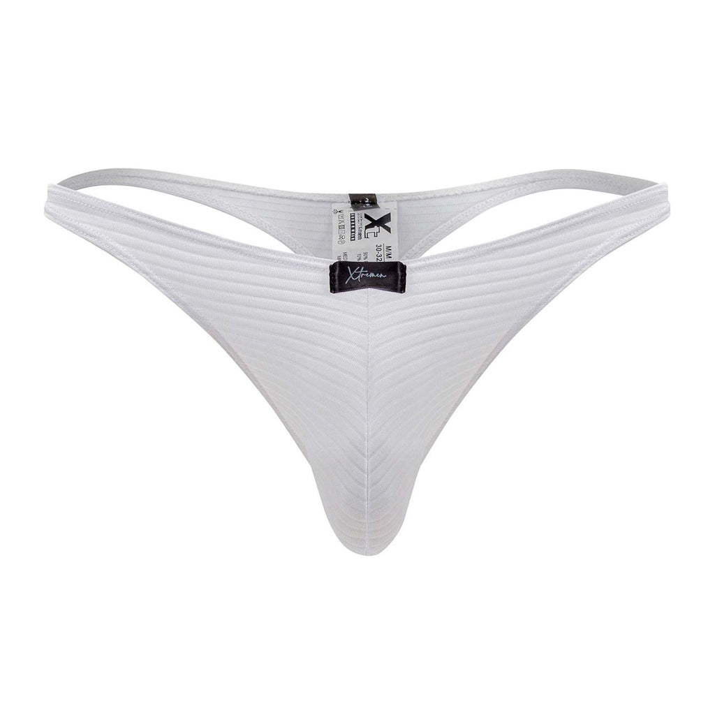 Xtremen Men's Underwear 91198 Jacquard Thongs Color White