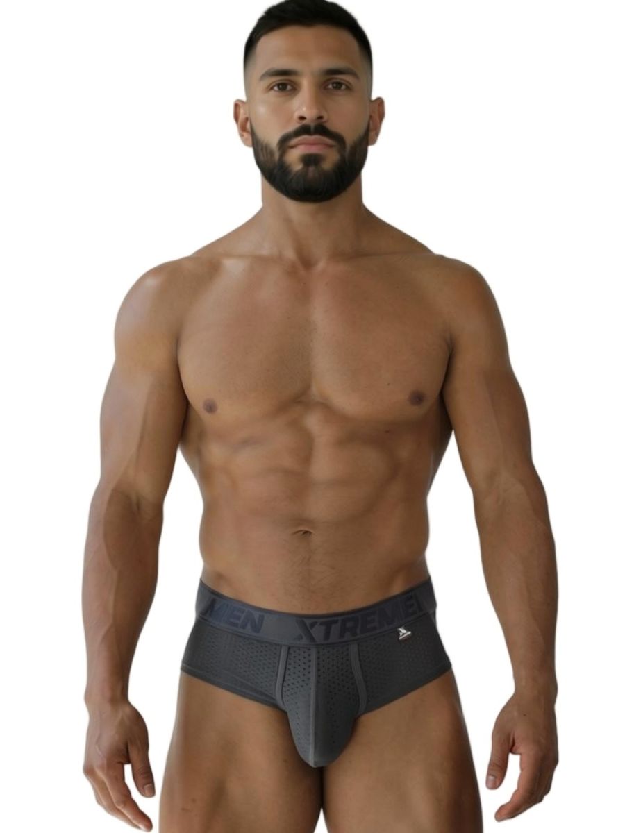 Xtremen 91250 Microfiber Mesh Briefs Color Gray