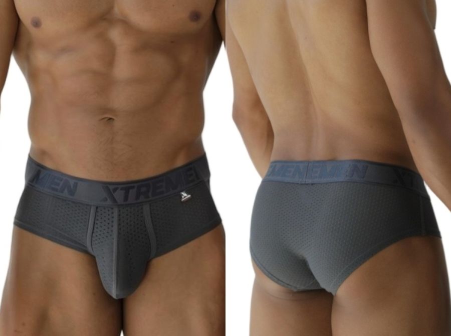 Xtremen 91250 Microfiber Mesh Briefs Color Gray
