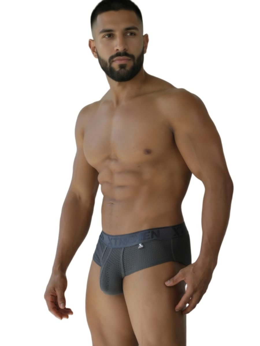 Xtremen 91250 Microfiber Mesh Briefs Color Gray