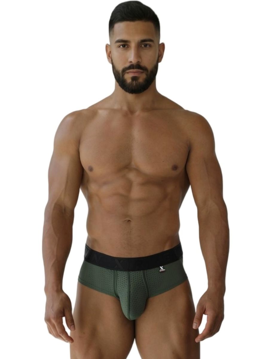 Xtremen 91250 Microfiber Mesh Briefs Color Military Green