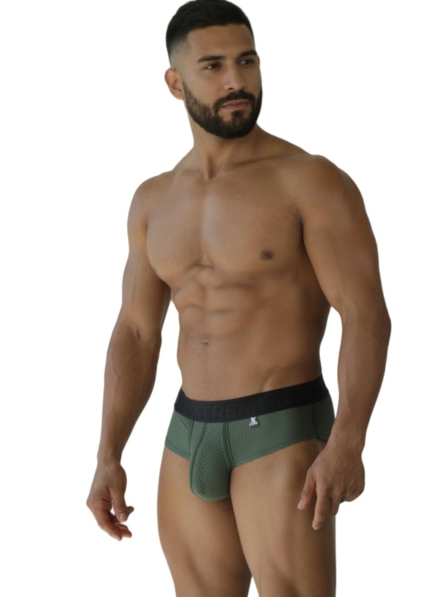 Xtremen 91250 Microfiber Mesh Briefs Color Military Green