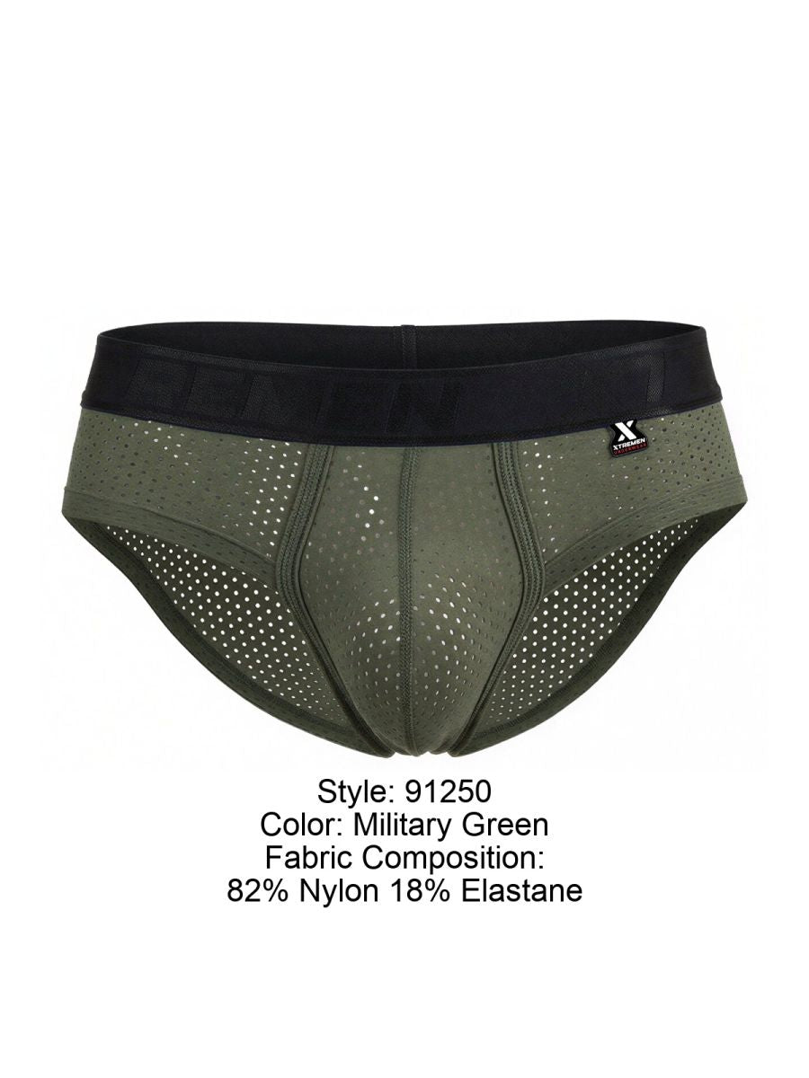 Xtremen 91250 Microfiber Mesh Briefs Color Military Green