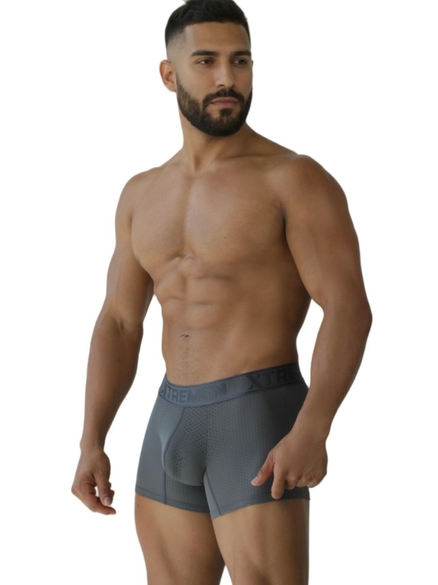 Xtremen 91251 Microfiber Mesh Boxer Briefs Color Gray