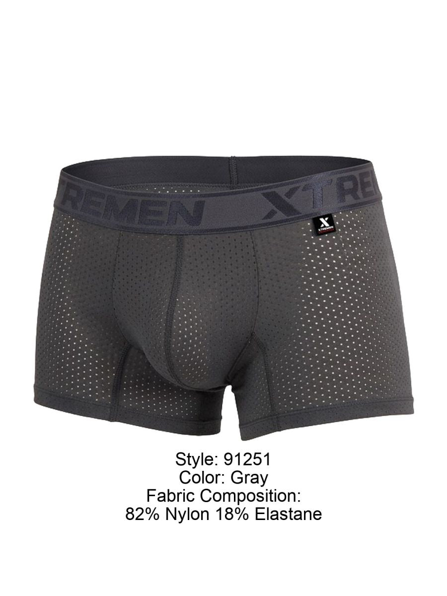 Xtremen 91251 Microfiber Mesh Boxer Briefs Color Gray