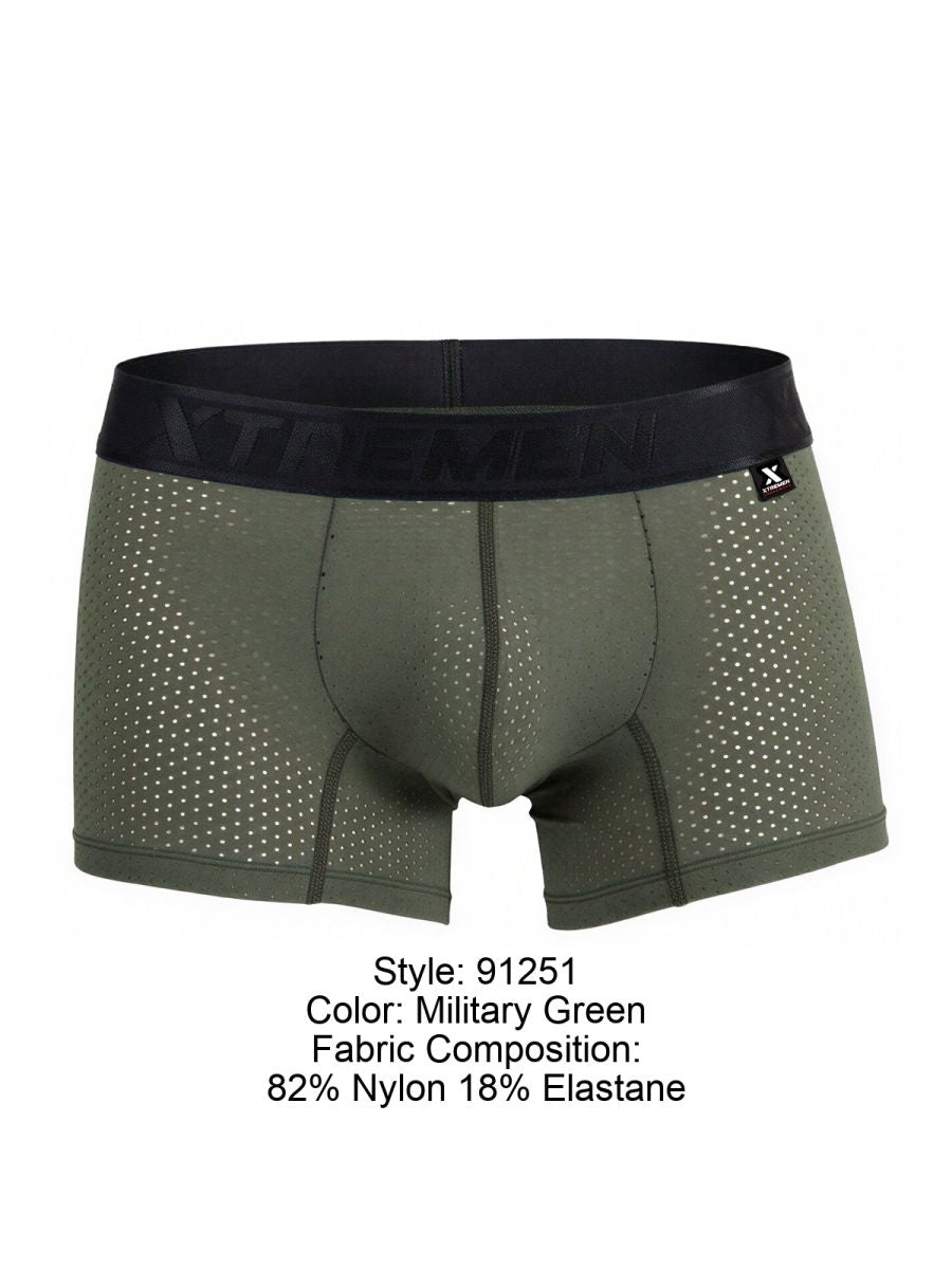 Xtremen 91251 Microfiber Mesh Boxer Briefs Color Military Green