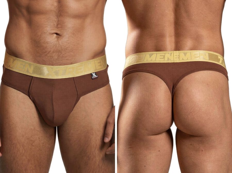 Xtremen 91253 Mens Underwear Microfiber Thongs Sleek and Supportive Color Chocolate