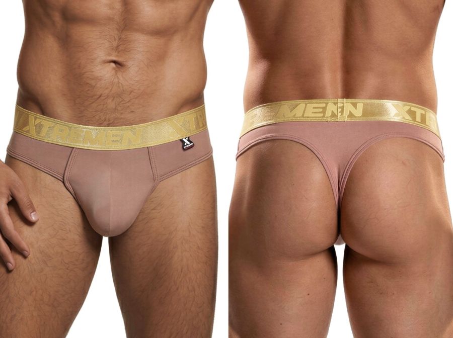 Xtremen 91253 Mens Underwear Microfiber Thongs Sleek and Supportive Color Khaki
